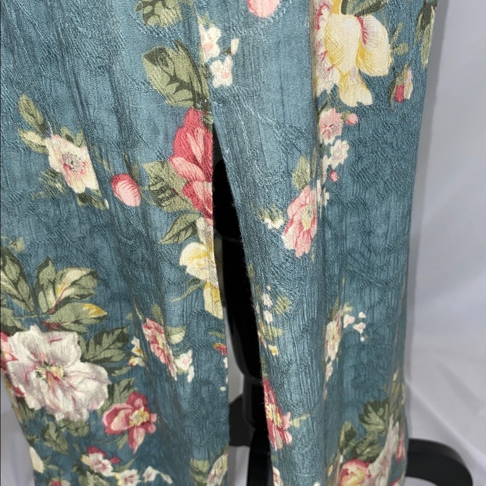 Vintage K Studio Blue Floral Maxi Dress Rayon 90s Cottagecore 10 - Picture 12 of 12